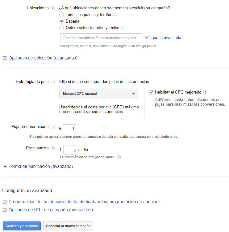 Configurar la campaña de google shopping