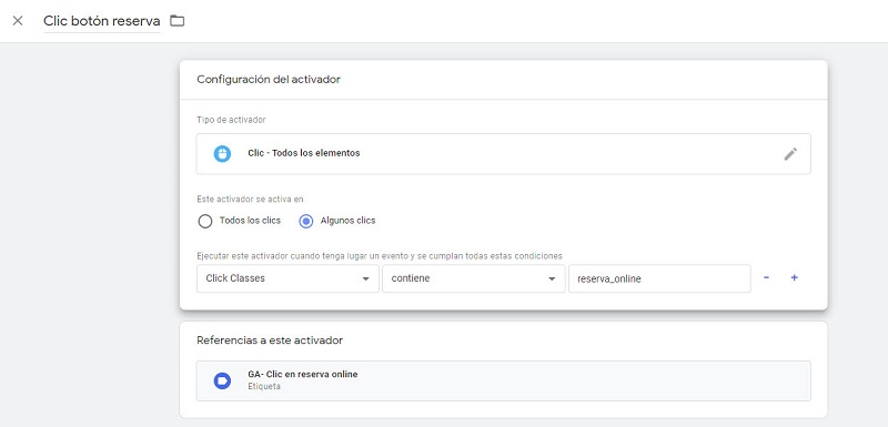 Etiquetar activadores Tag Manager